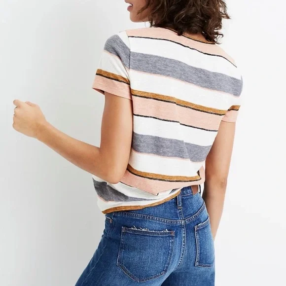 Madewell Striped Scoop Neck Tee Medium - Picture 4 of 5